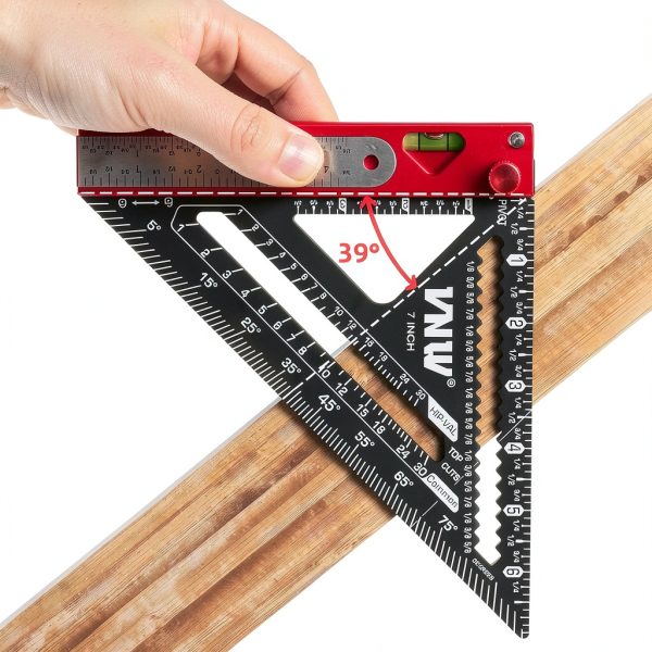 VNW Aluminum Rafter Square Protractor Level Precision Ruler-2
