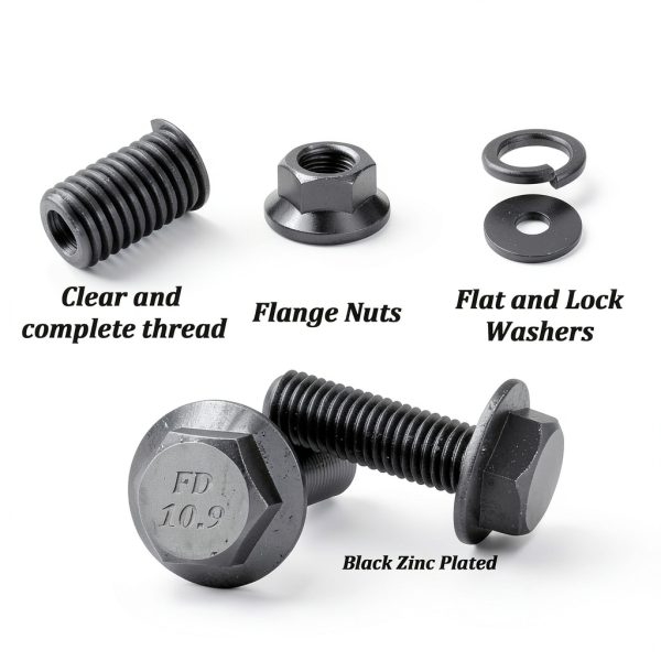 Ruibapa Flanged Hex Head Bolts M10-1.5×35mm Black Zinc Plated 10.9-2