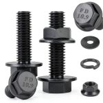 Ruibapa Flanged Hex Head Bolts M10-1.5×35mm Black Zinc Plated 10.9-0