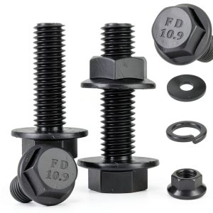 Ruibapa Flanged Hex Head Bolts M10-1.5×35mm Black Zinc Plated 10.9-0