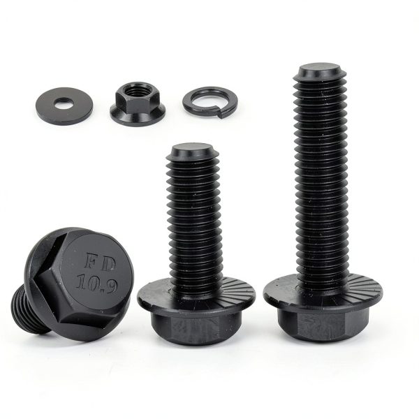 Ruibapa Flanged Hex Head Bolts M10-1.5×35mm Black Zinc Plated 10.9-3