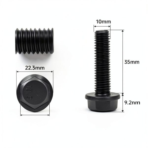 Glvaner M10-1.5 x 35mm Alloy Steel Flanged Hex Bolt 10.9 Black Oxide-2